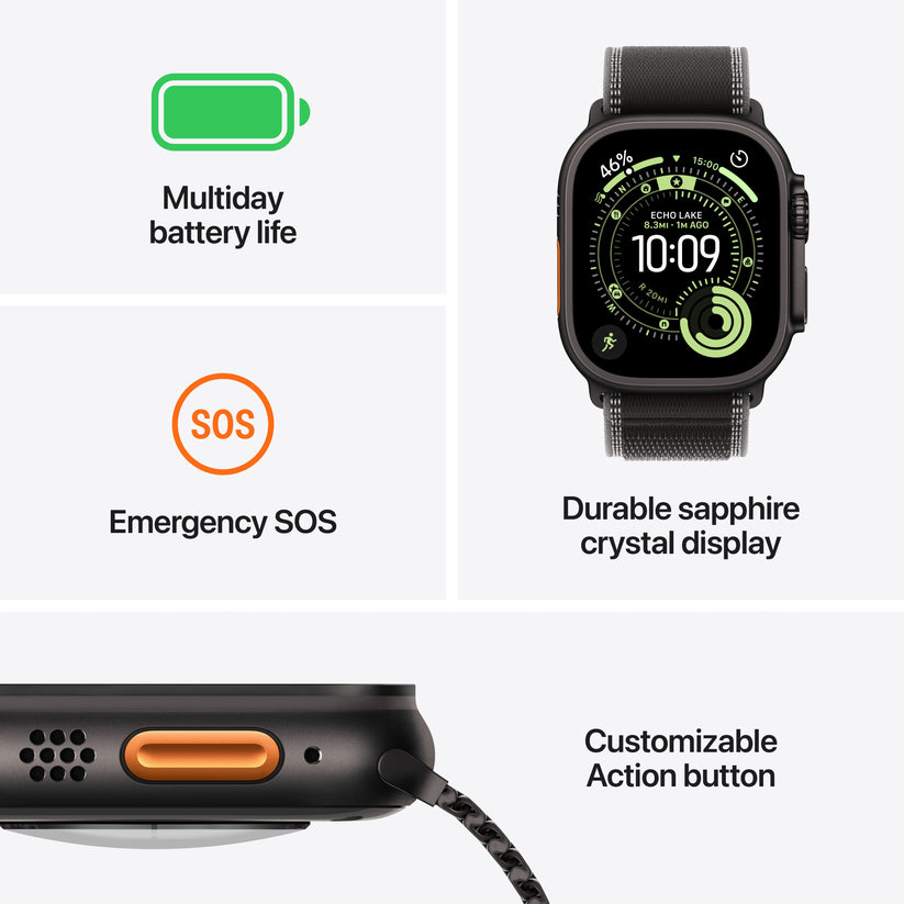 Apple Watch Ultra 3 GPS + Cellular 49mm Black Titanium Case with Black Alpine Loop - Small - iSTYLE SI