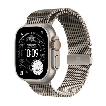 Apple Watch Ultra 3 GPS + Cellular 49mm Natural Titanium Case with Natural Titanium Milanese Loop - Small