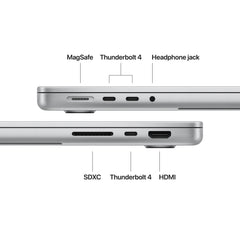 MacBook Pro 14 CTO: Čip M5 z 10-jedrno CPE in 10-jedrno GPE, 2 TB SSD, 32 GB RAM, , Angleški - Srebrna