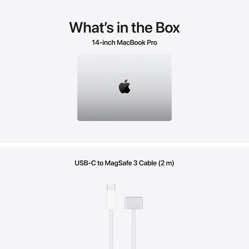 MacBook Pro 14 CTO: Čip M5 z 10-jedrno CPE in 10-jedrno GPE, 2 TB SSD, 24 GB RAM, , Angleški - Srebrna