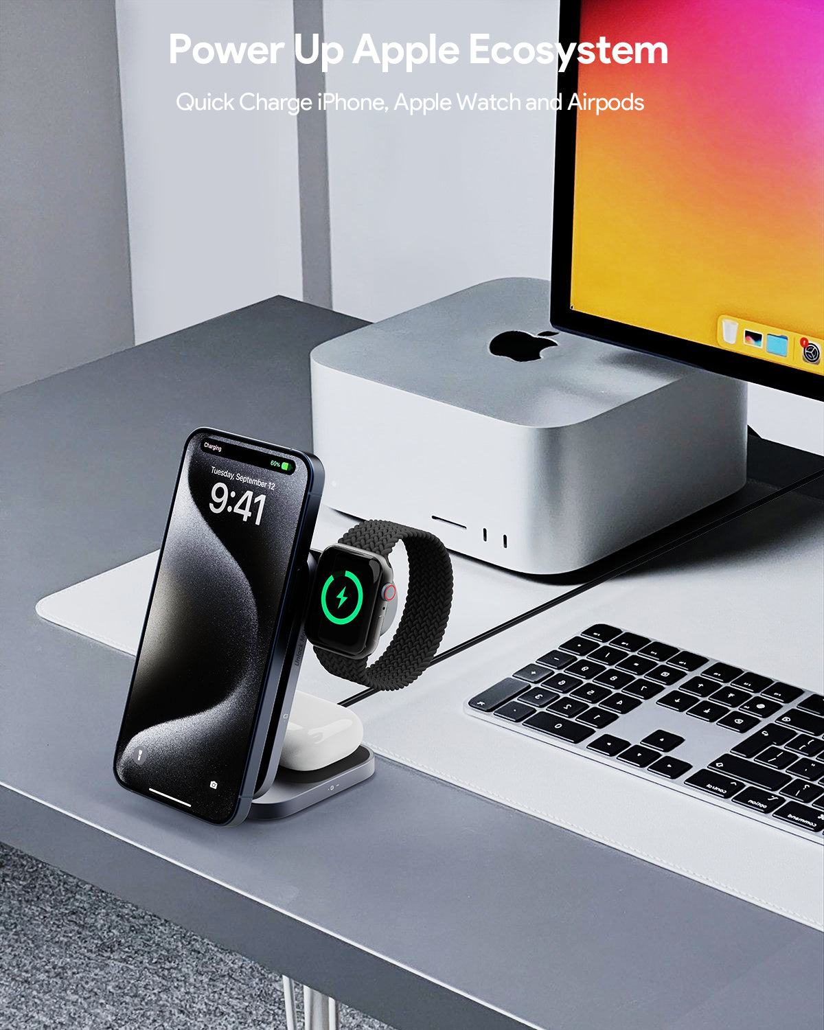 AUKEY MagFusion Z Qi2 3-in-1 Foldable Magnetic Fast Wireless Charging Station - iSTYLE.si