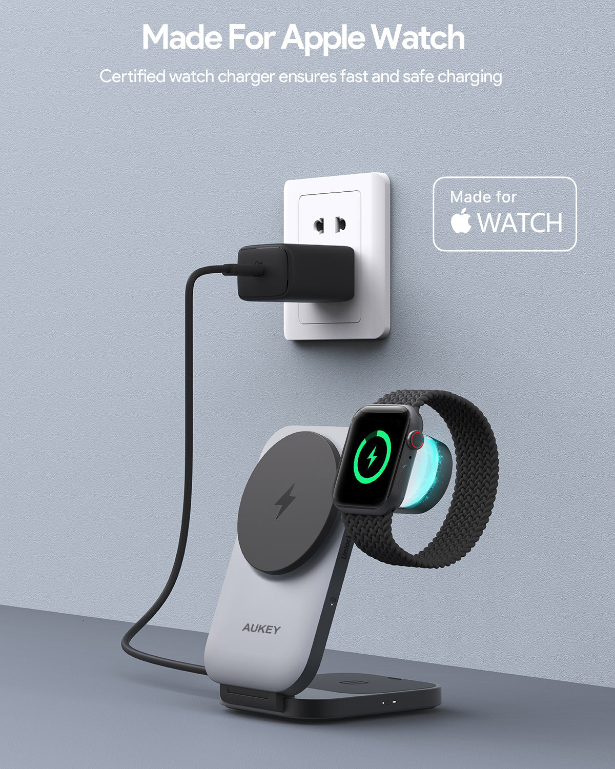 AUKEY MagFusion Z Qi2 3-in-1 Foldable Magnetic Fast Wireless Charging Station - iSTYLE.si