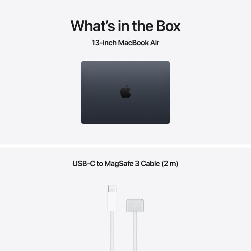 MacBook Air 13 CTO: Čip Apple M5 z 10-jedrno CPE in 10-jedrno GPE, 2 TB SSD, 16 GB RAM, Mednarodna angleška (QWERTY) - Polnočna - iSTYLE.si