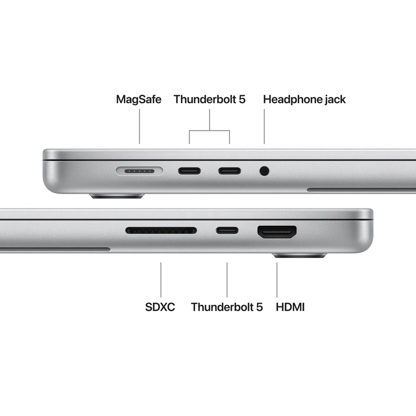 MacBook Pro 16 CTO: Čip M5 Max z 18-jedrno CPE in 40-jedrno GPE, 128 GB RAM, 4 TB SSD, Angleški - Srebrn