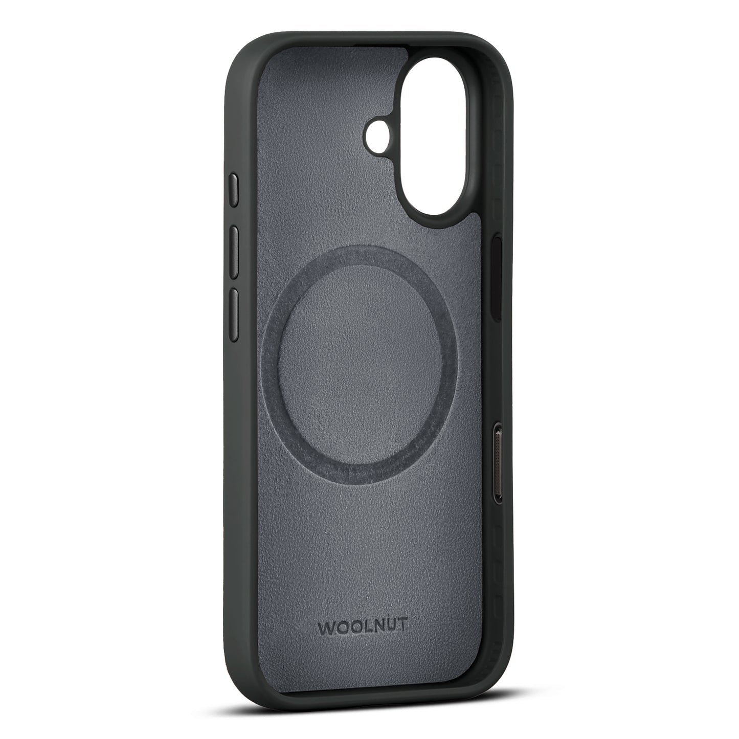 Woolnut usnjen magnetni ovitek za iPhone 17 - črn