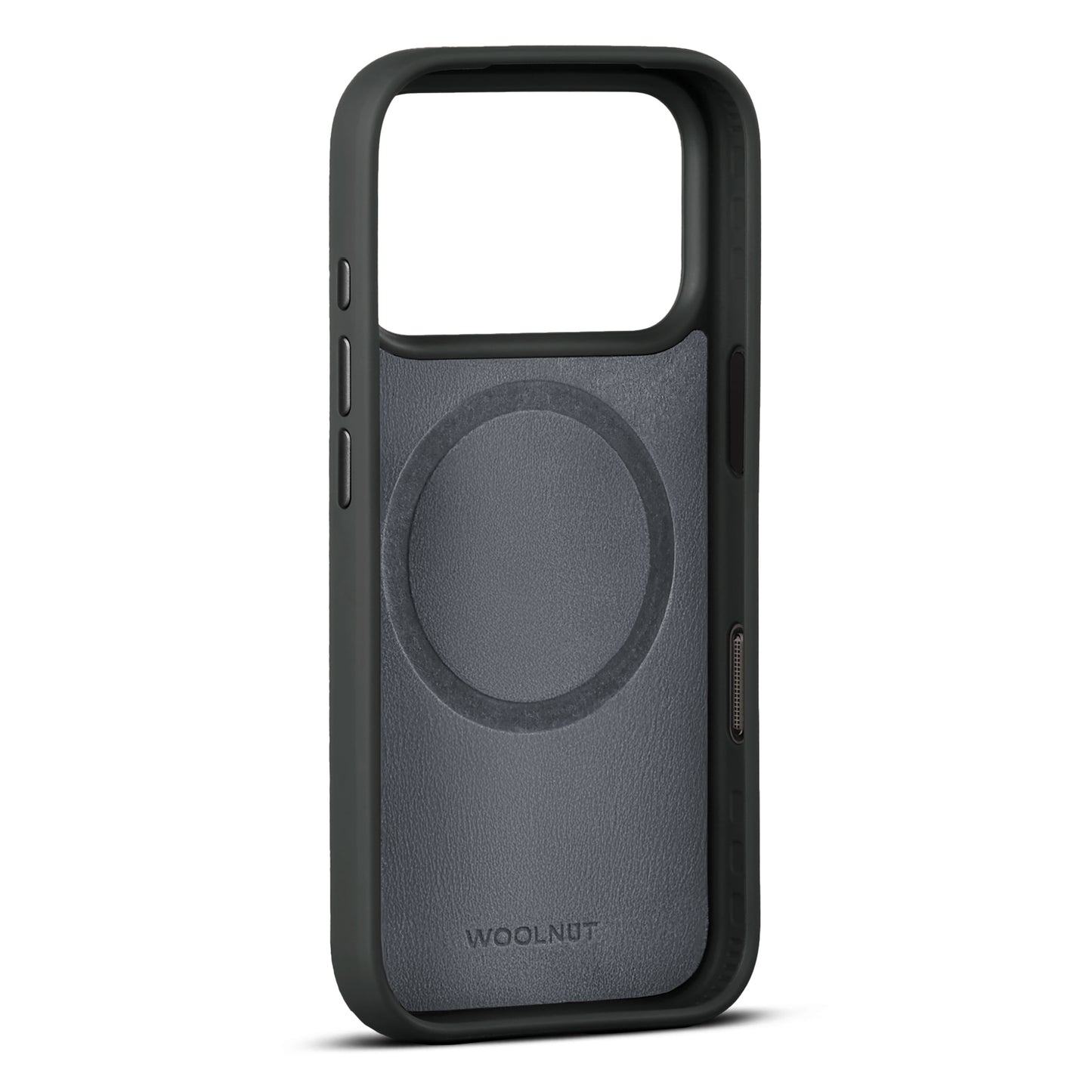 Woolnut usnjen magnetni ovitek za iPhone 17 Pro - črn
