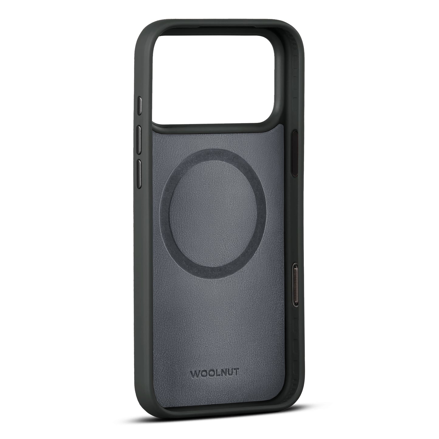 Woolnut usnjen magnetni ovitek za iPhone 17 Pro Max - črn