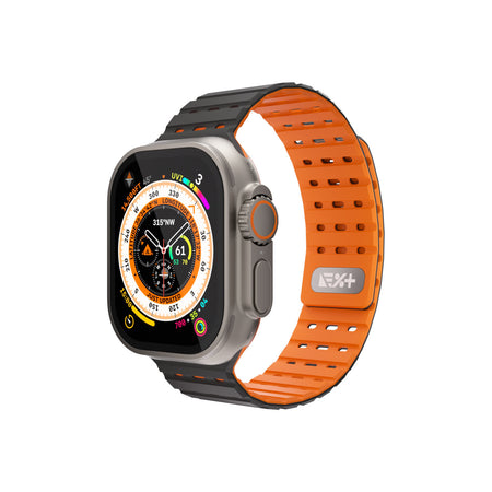 Next One silikonski pašček za Apple Watch 46/49 mm - črna/oranžna