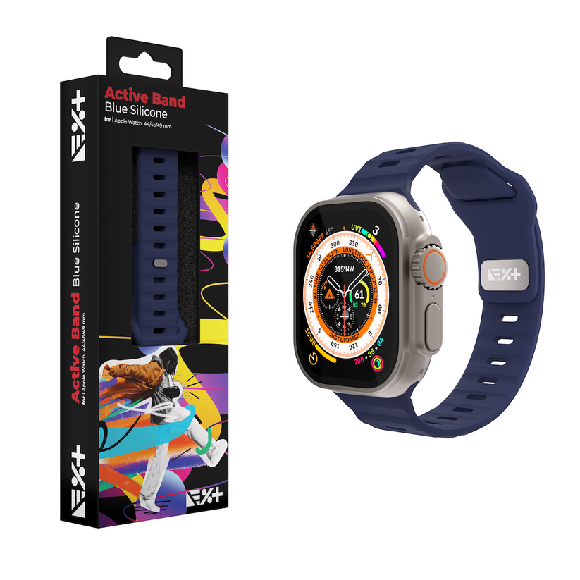 Next One silikonski pašček Active Band za Apple Watch 44/46/49 mm - modra - iSTYLE SI