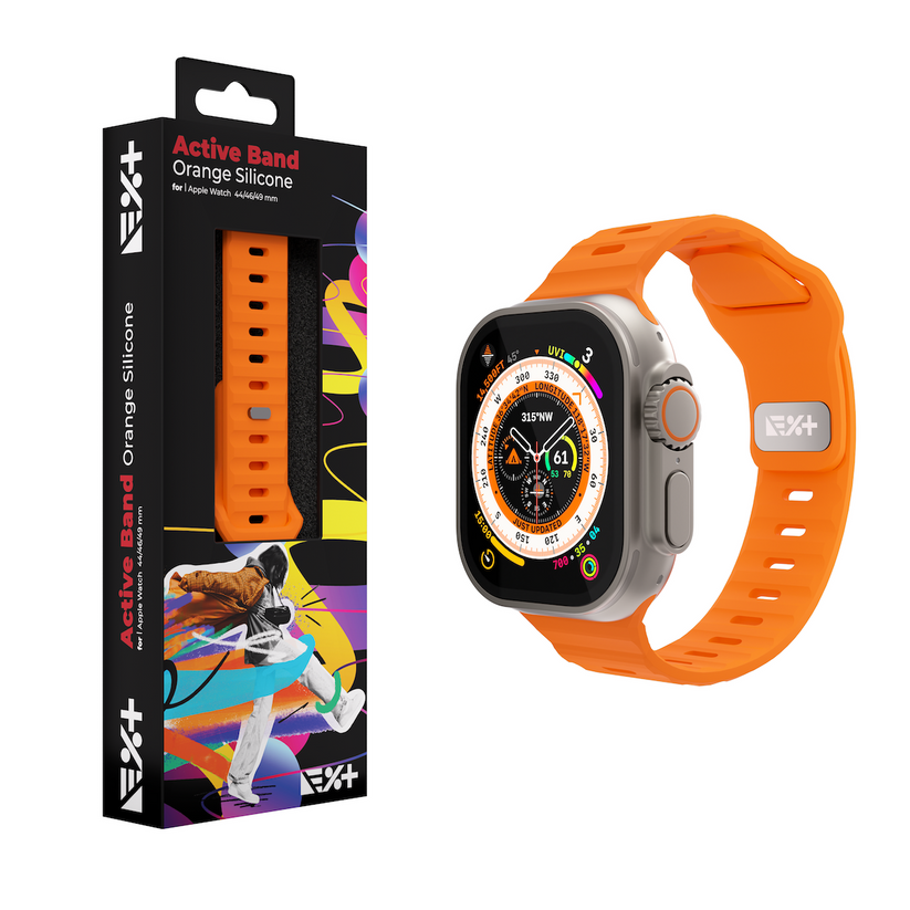 Next One silikonski pašček Active Band za Apple Watch 44/46/49 mm - oranžna - iSTYLE SI