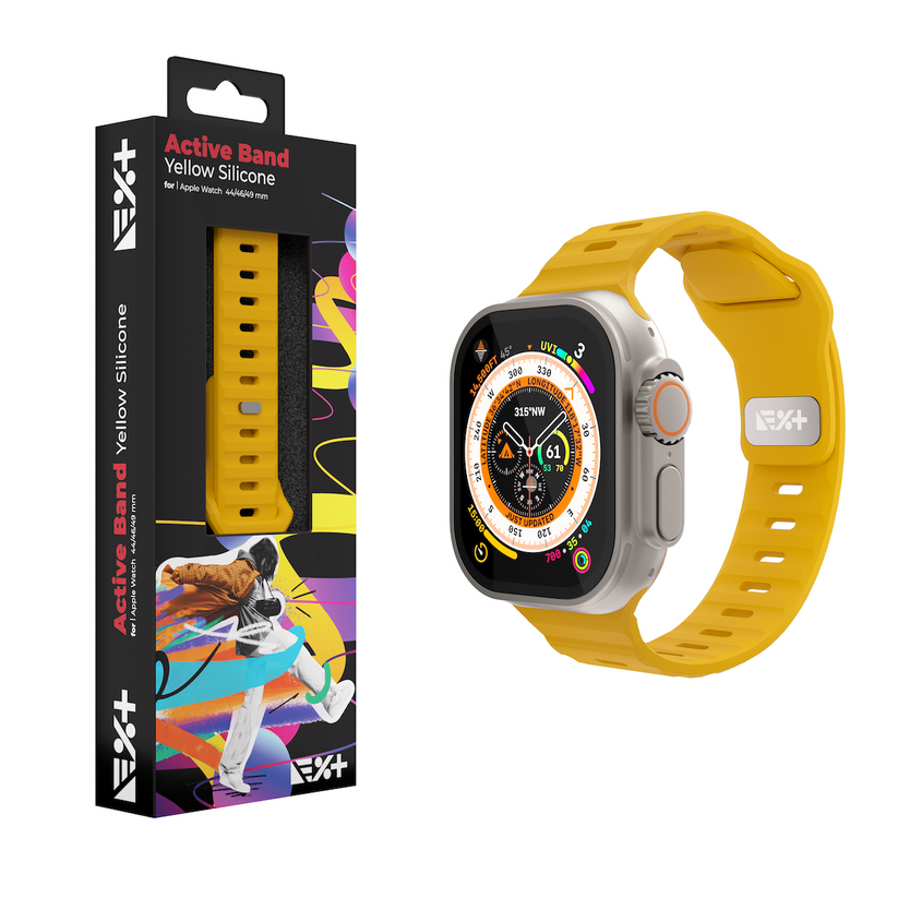 Next One silikonski pašček Active Band za Apple Watch 44/46/49 mm - rumena - iSTYLE SI