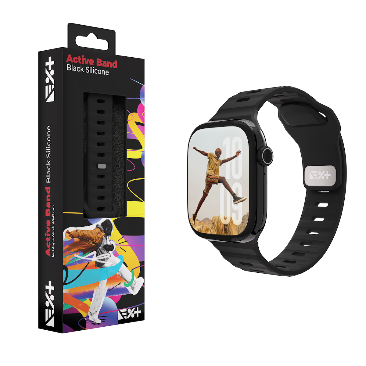 Next One silikonski pašček Active Band za Apple Watch 40/41/42 mm - črna - iSTYLE SI
