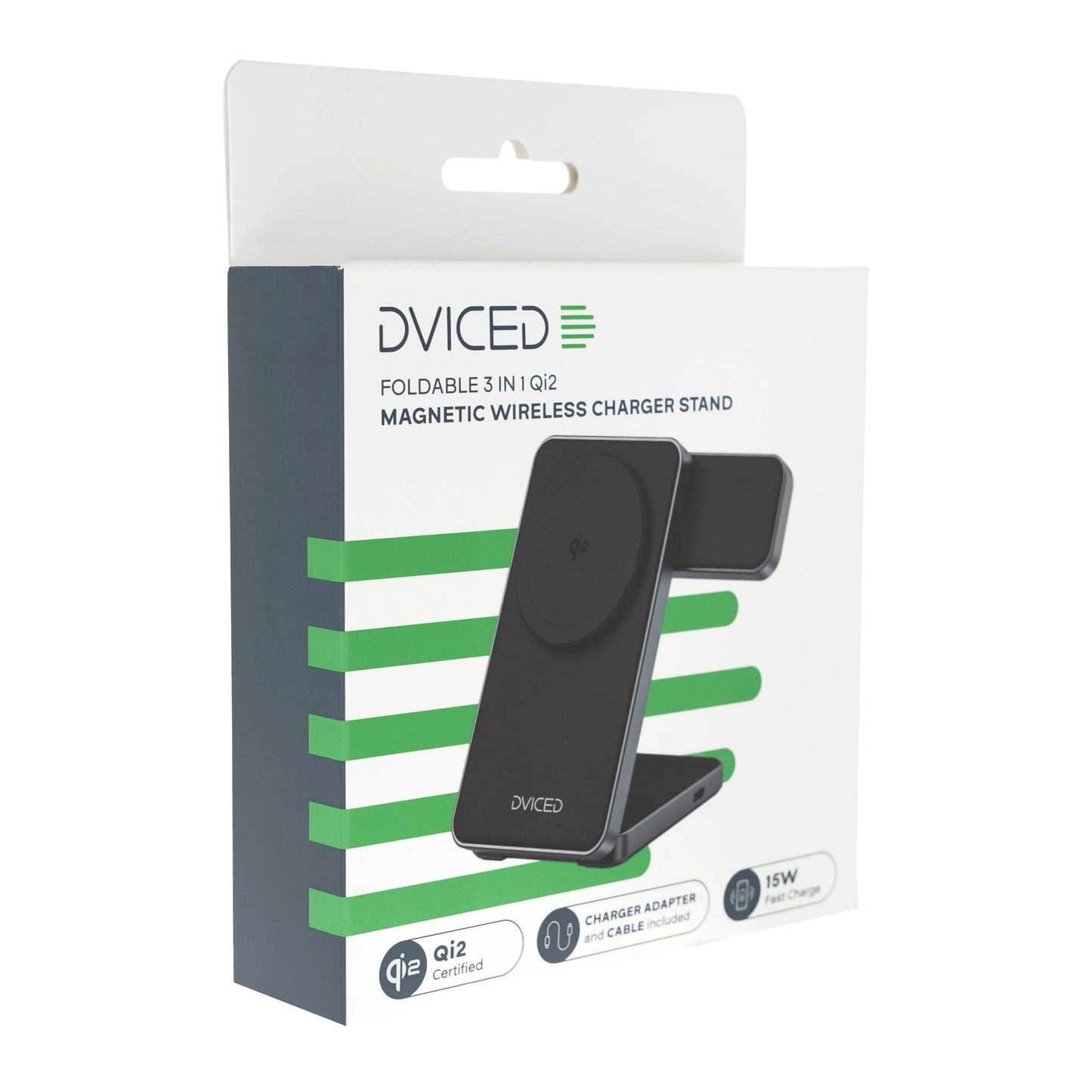 Dviced 3-v-1 preklopno magnetno brezžično stojalo za polnjenje - črna
