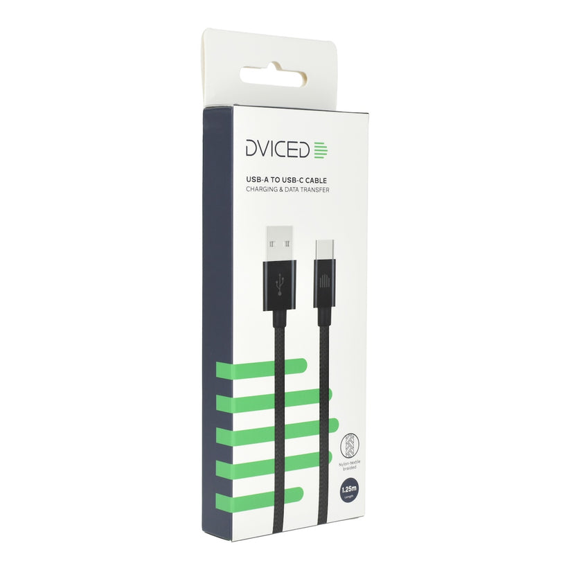 Dviced USB-A na USB-C tkan kabel 1,25 m - črna - iSTYLE SI