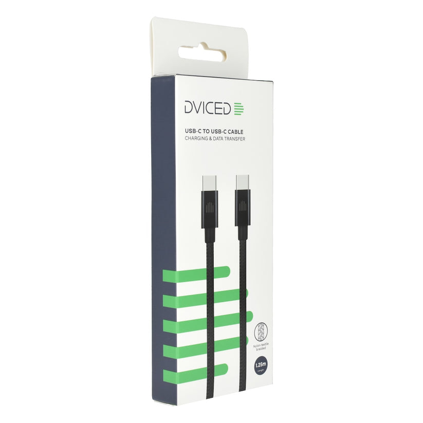 Dviced USB-C na USB-C tkan kabel 1,25 m - črna - iSTYLE SI