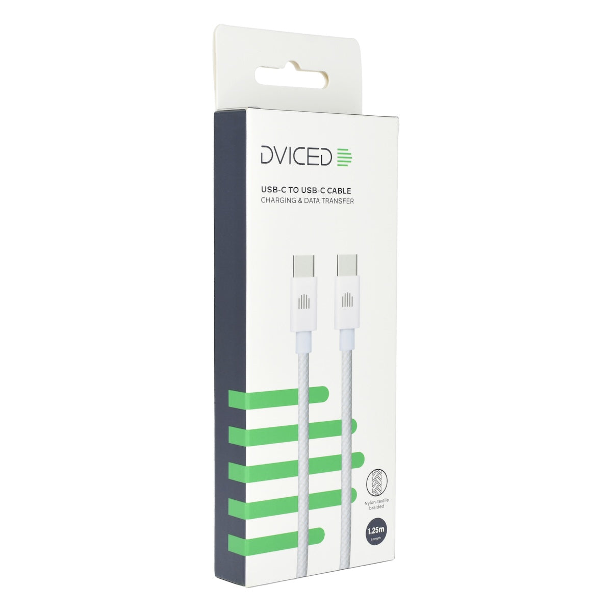 Dviced USB-C na USB-C tkan kabel 1,25 m - bela - iSTYLE SI