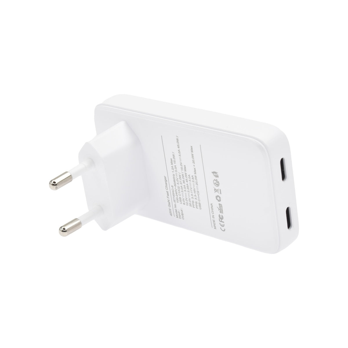 Dviced stenski adapter 45W GaN 2x USB-C - bela - iSTYLE SI