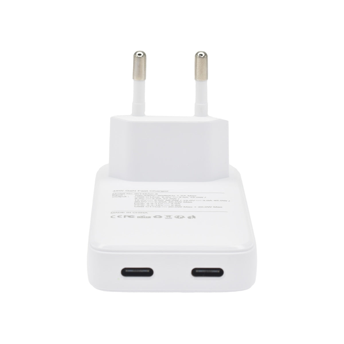 Dviced stenski adapter 45W GaN 2x USB-C - bela - iSTYLE SI