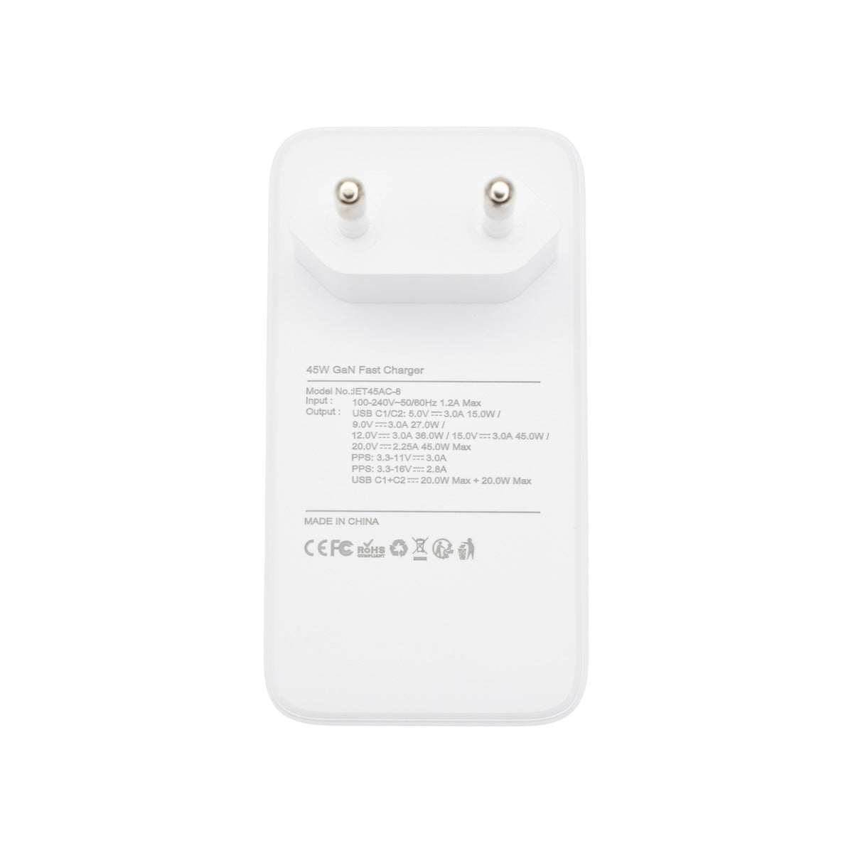 Dviced stenski adapter 45W GaN 2x USB-C - bela - iSTYLE SI