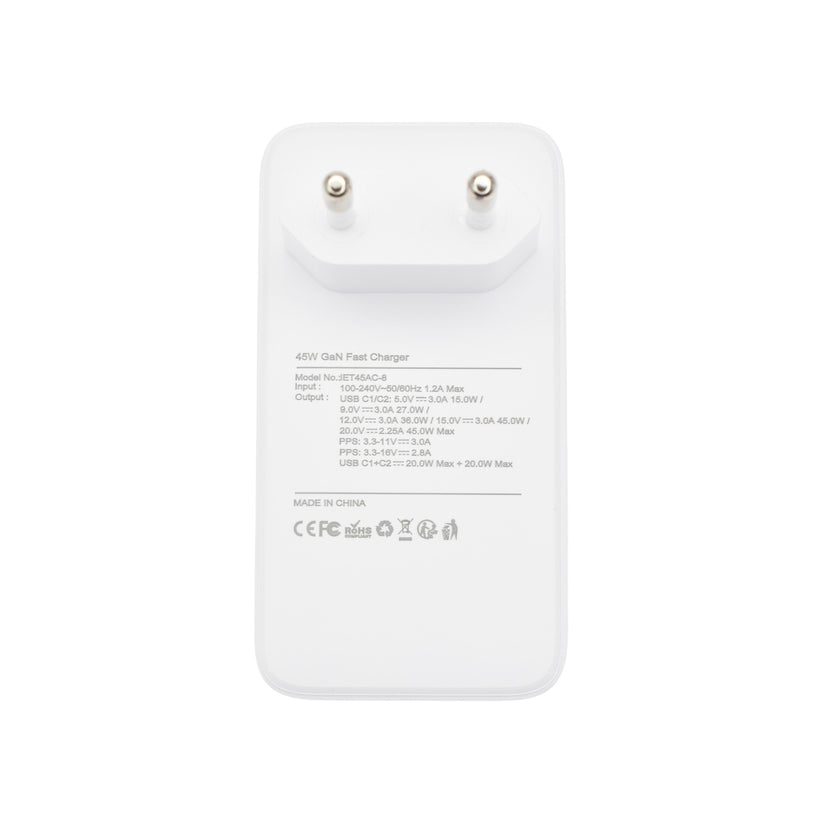 Dviced stenski adapter 45W GaN 2x USB-C - bela - iSTYLE SI
