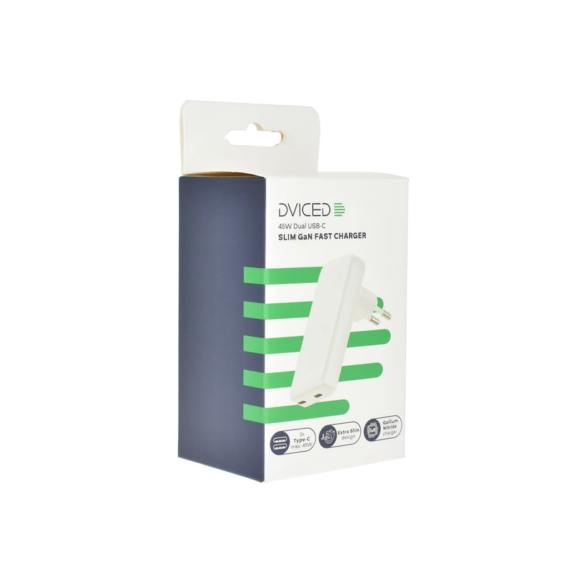Dviced stenski adapter 45W GaN 2x USB-C - bela - iSTYLE SI