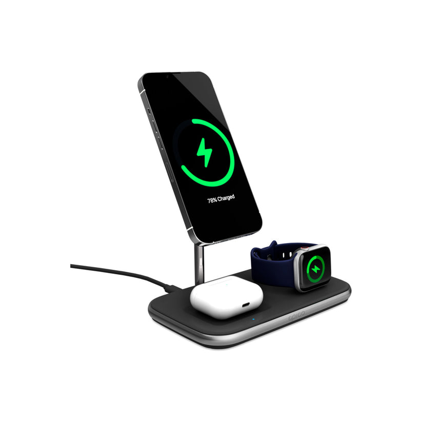 EPICO 3v1 MagSafe brezžični polnilec - črna - iSTYLE SI
