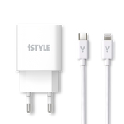 iSTYLE 20 W adapter + USB-C na Lightning kabel - bela - iSTYLE SI