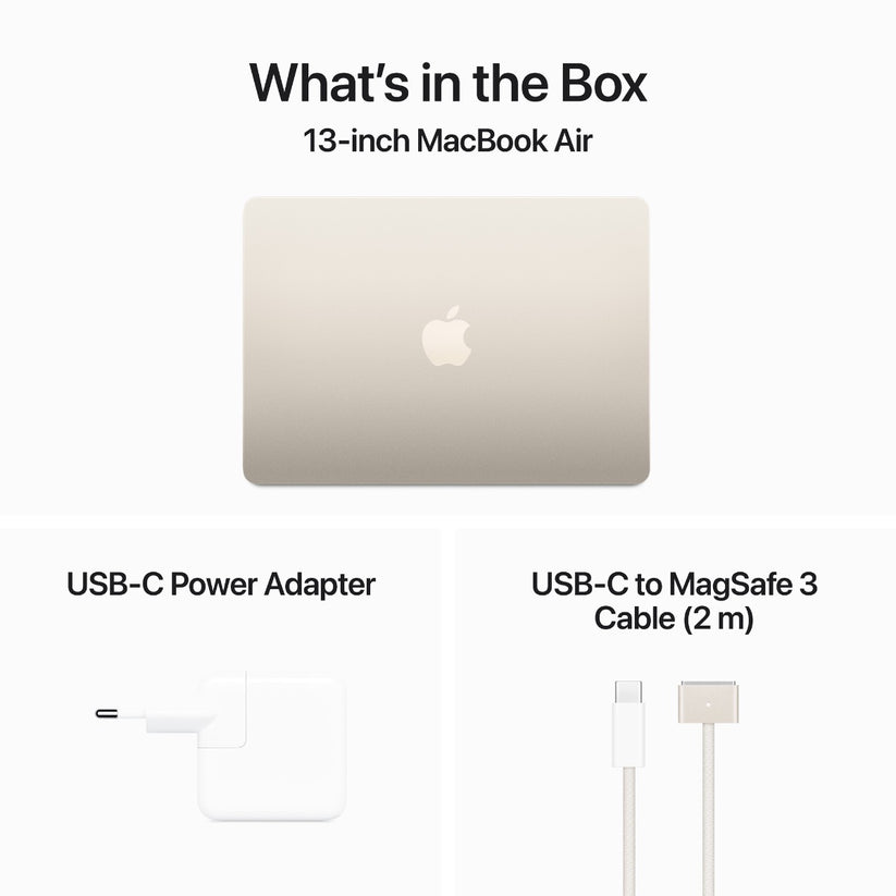 MacBook Air 13: M3 z 8-jedrno CPE in 10-jedrno GPE, 16 GB, 512 GB SSD - zvezdnato zlata - iSTYLE SI