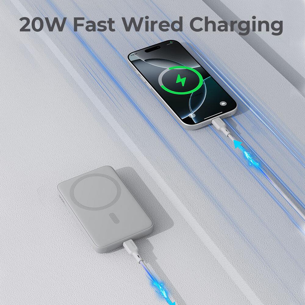 AUKEY 5000 mAh MagSafe Power Bank - ledeno bela