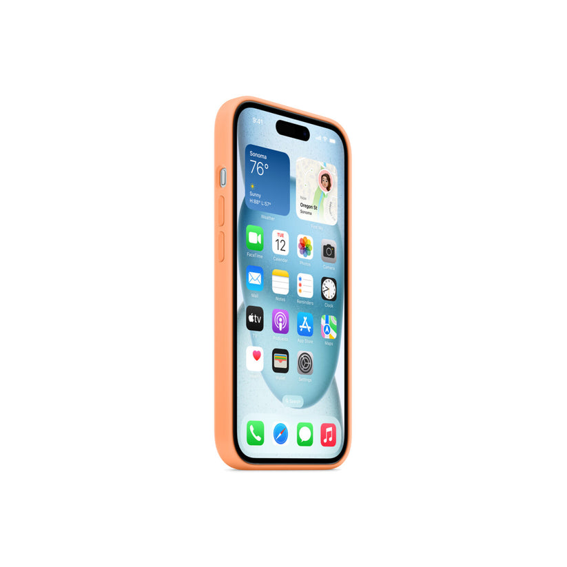 Apple silikonski ovitek za iPhone 15 z MagSafe - oranžni sorbet - iSTYLE SI