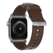 Nomad usnjeni pašček za Apple Watch 44/42 mm - rjava s srebrno zaponko - iSTYLE SI