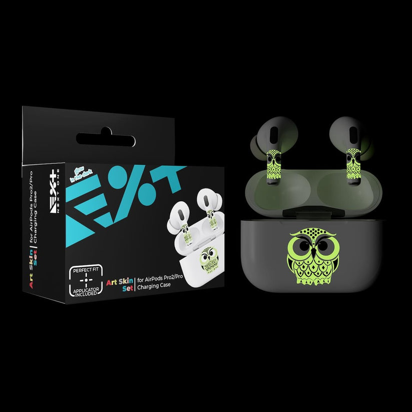 Next One ArtSkin nalepka za Airpods Pro 1. in 2. generacija - svetleča sova - iSTYLE SI