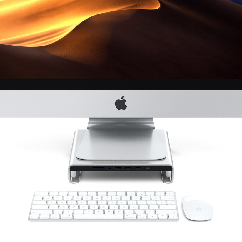 Satechi Aluminum Monitor Stand Hub for iMac - Silver - iSTYLE SI