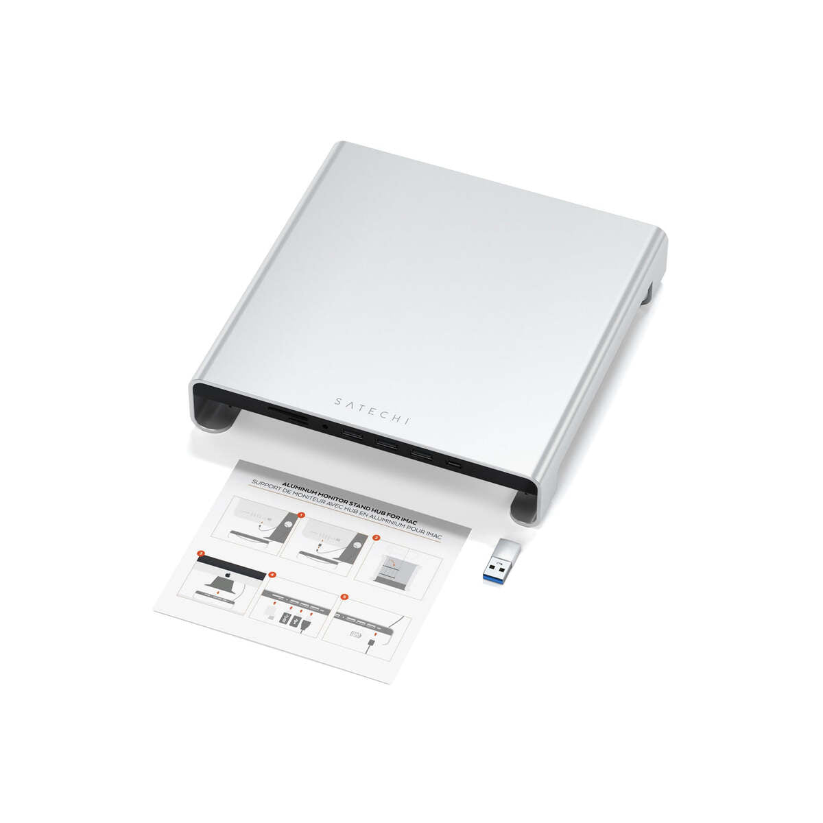 Satechi Aluminum Monitor Stand Hub for iMac - Silver - iSTYLE SI
