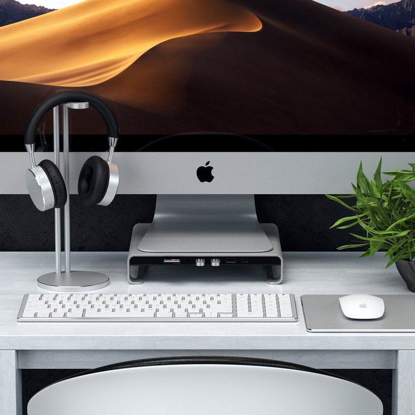 Satechi Aluminum Monitor Stand Hub for iMac - Silver - iSTYLE SI