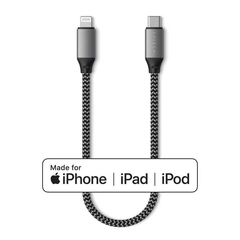 Satechi USB-C na Lightning kabel 25cm - vesoljno siva - iSTYLE SI