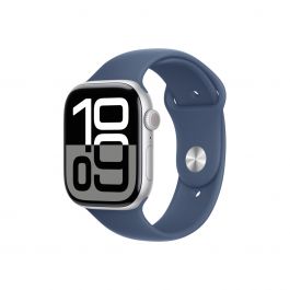 Apple Watch Series 10 GPS 46mm Silver Aluminium Case with Denim Sport Band - M/L